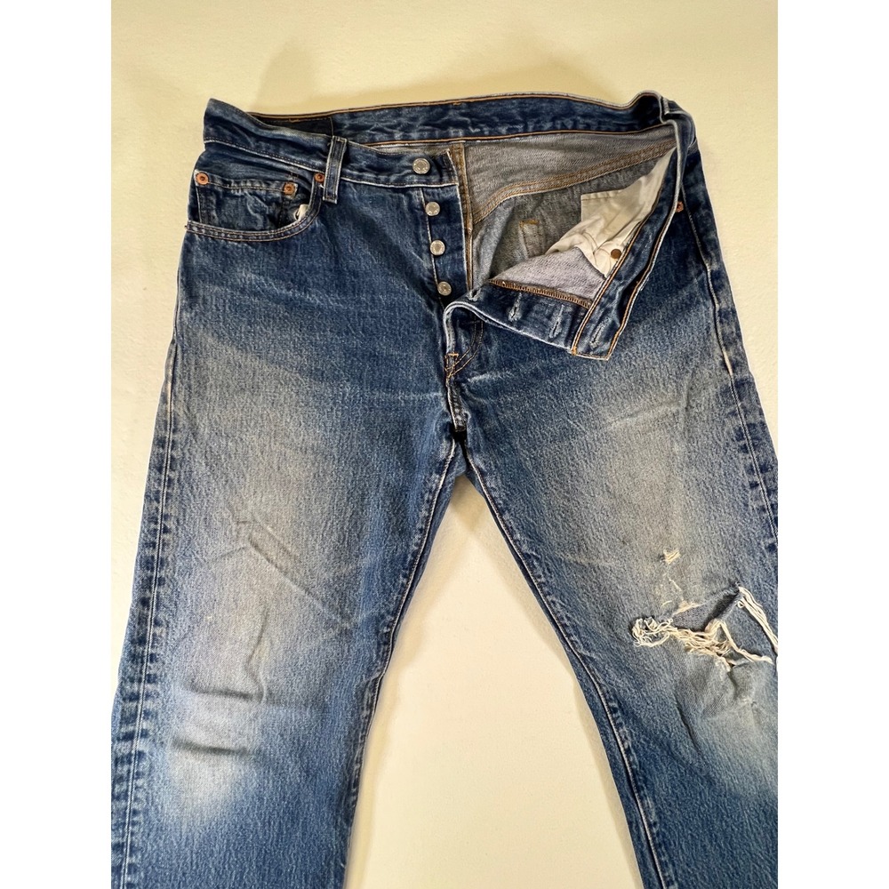 VTG Levis 501 0115 Jeans Mens 34x36 Blue Stonewash Button Fly Denim Nov 2002 Y2K